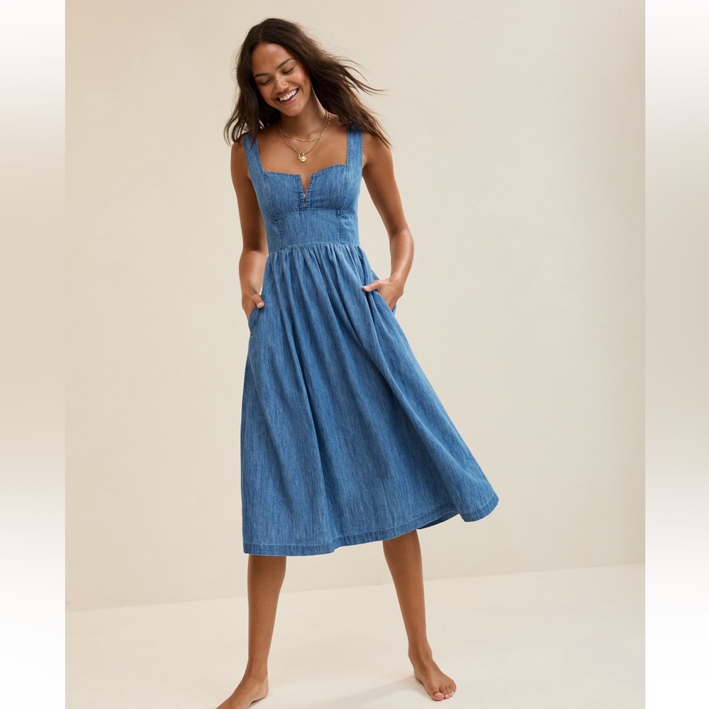 Aerie Denim corset Midi Dress